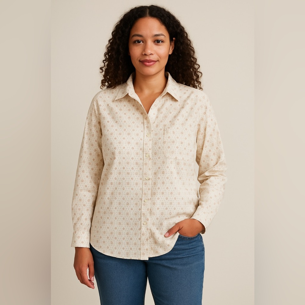 Sonoma Cream Floral Button Down Shirt